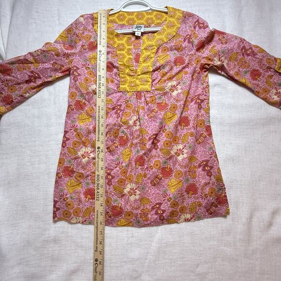 Ivy Jane Floral Tunic Womens Size XS Pink Orange Boho 3/4 Sleeves - Picture 5 of 5